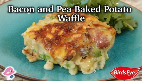 Bacon and Pea Baked Potato Waffles