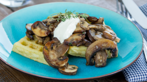 Mushrooms on Waffle